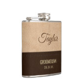 Moderne crème en bruin leder heupfles (Rechts)