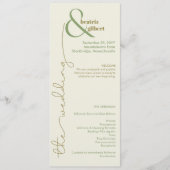 Moderne crème en groen minimalistisch huwelijkspro (Voorkant)