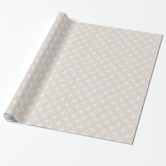 Moderne Crème en Witte Cirkel Diamantpatroon Cadeaupapier (Uitgerold)