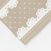Moderne Crème en Witte Polka Dot Gestreept Patroon Fleece Deken (Hoek)