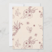 moderne crème florale bruiloft kaart (Achterkant)