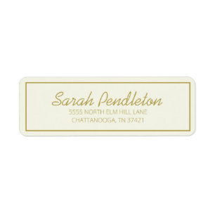 Moderne Crème Gouden Script Etiket