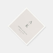 Moderne Crème Groene Monogram Aarde Toon bruiloft Servet (Hoek)