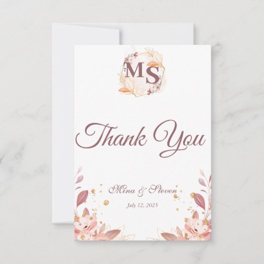 Moderne crème rustieke bezembloem dank u kaart (Voorkant)