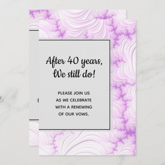 Moderne Crème Witte en Paarse Fractal Huwelijksbel Kaart (Voorkant / Achterkant)