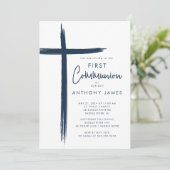 Moderne Cross Boys Eerste Communie Kaart (Staand voorkant)