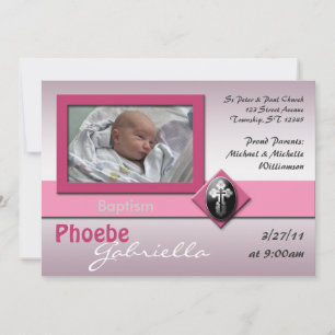 Moderne Cross Roze Doop Uitnodigingen