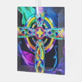 Moderne Cross Vibrant kleuren Suncatcher Glas Ornament (Voorkant links)