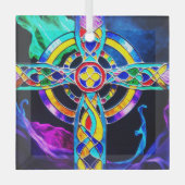 Moderne Cross Vibrant kleuren Suncatcher Glas Ornament (Voorkant)