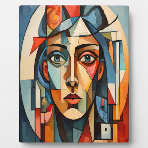 Moderne Cubistische Portret Geometrische Print Fotoplaat