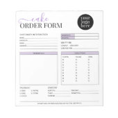Moderne Cupcake Bakery Paarse Order Form Notitieblok (Voorkant)