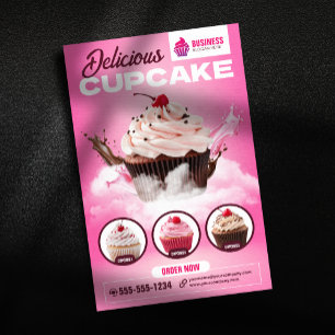 Moderne Cupcake Bakkerij Winkel Gebak Dessert Cake Flyer