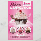 Moderne Cupcake Bakkerij Winkel Gebak Dessert Cake Flyer (Voorkant)