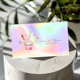 Moderne Cupcake Bloem Backgerei Holografisch Visitekaartje