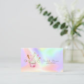 Moderne Cupcake Bloem Bakkerij Tools Holographic Visitekaartje (Staand voorkant)