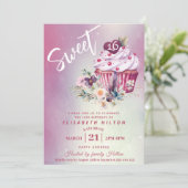 Moderne cupcake girly waterverf boho floral kaart (Staand voorkant)