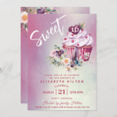 Moderne cupcake girly waterverf boho floral kaart (Voorkant / Achterkant)
