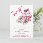 Moderne cupcake girly waterverf boho floral kaart (Staand voorkant)