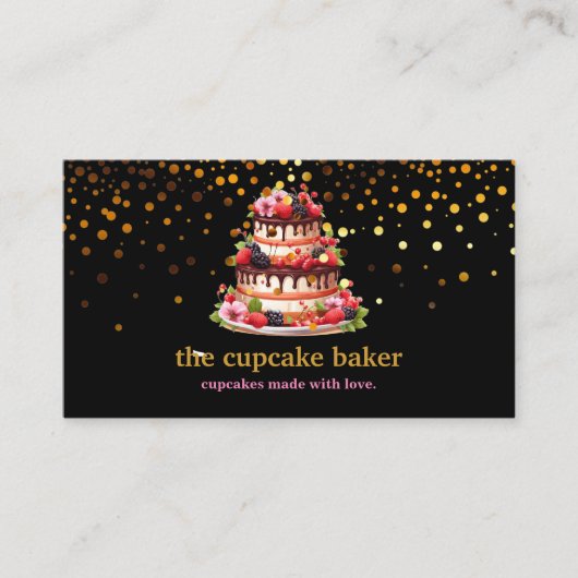 Moderne cupcake Logo Bakery Chef Catering Confetti Visitekaartje (Voorkant)