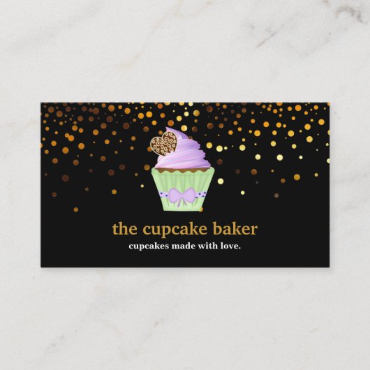 Moderne cupcake Logo Bakery Chef Catering Confetti Visitekaartje (Voorkant)