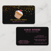 Moderne cupcake Logo Bakery Chef Catering Confetti Visitekaartje (Voorkant / Achterkant)