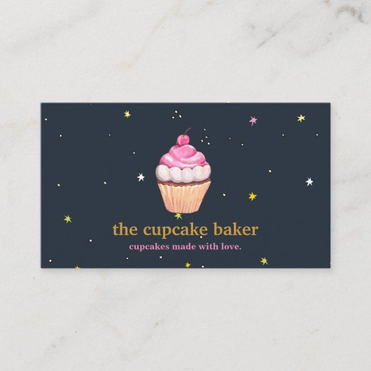 Moderne cupcake Logo Bakery Chef Catering Confetti Visitekaartje (Voorkant)