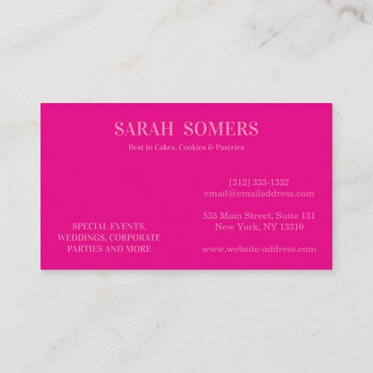 Moderne cupcake Logo Bakery Chef Catering Confetti Visitekaartje (Achterkant)