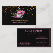 Moderne cupcake Logo Bakery Chef Catering Confetti Visitekaartje (Voorkant / Achterkant)