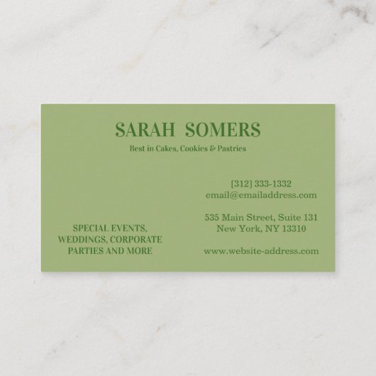 Moderne cupcake Logo Bakery Chef Catering Confetti Visitekaartje (Achterkant)