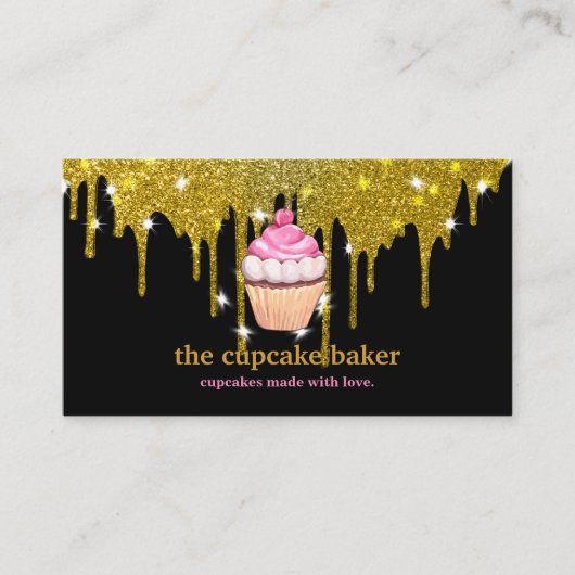 Moderne cupcake Logo Bakery Chef Catering Confetti Visitekaartje (Voorkant)
