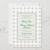 Moderne Cursieve Script Checkered bruiloft uitnodi Kaart (Voorkant)