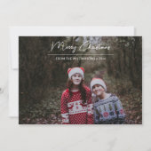 Moderne cursus Kerstmis — White script overlay fot Feestdagenkaart (Voorkant)