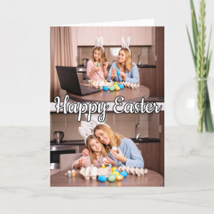 Moderne Custom 2-foto Familie Pasen Feestdagen Kaart
