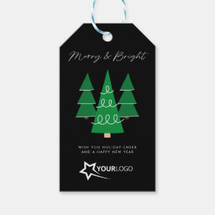 Moderne Custom Business Logo Black Christmas Cadeaulabel