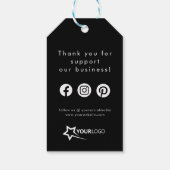 Moderne Custom Business Logo Black Christmas Cadeaulabel (Achterkant)