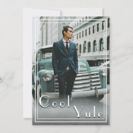 Moderne Custom Cool Yule Kerstfoto Feestdagenkaart (Voorkant)