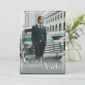 Moderne Custom Cool Yule Kerstfoto Feestdagenkaart (Staand voorkant)