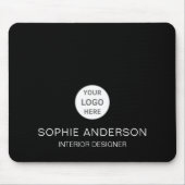 Moderne Custom Logo Black Professional Business Muismat (Voorkant)