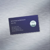 Moderne custom logo minimalistische midnight blue  magnetisch visitekaartje (Voorbeeld)