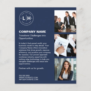 Moderne Custom Logo Photo Navy Blue Business Flyer