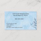 Moderne Custom Make-up Artiest Blauwe Waterverf Visitekaartje (Achterkant)