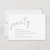 Moderne Custom Party Sage Groene Bruiloft Receptie Kaart (Voorkant)