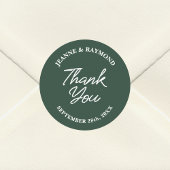 Moderne Custom Sage Groene Bruiloft Dank U Favor Ronde Sticker