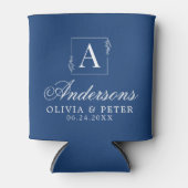 Moderne Custom Wedding Couple Naam Blue Can Blikjeskoeler (Voorkant)