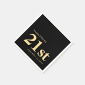 Moderne Custom Zwart Goud 21e Naam Datum Servet (Hoek)