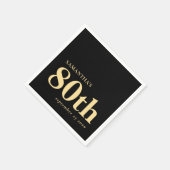 Moderne Custom Zwart Goud 80e Naam Datum Servet (Hoek)
