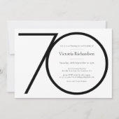 Moderne Custom Zwart Wit Minimalist 70e Verjaardag Kaart (Voorkant)