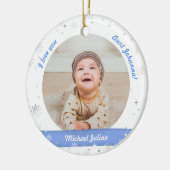 Moderne Cute 2-foto's, babyjongen, eerste kersttan Keramisch Ornament (Links)