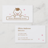 Moderne Cute Baby Boy Baby-sitting Cartes de visit (Devant / Derrière)