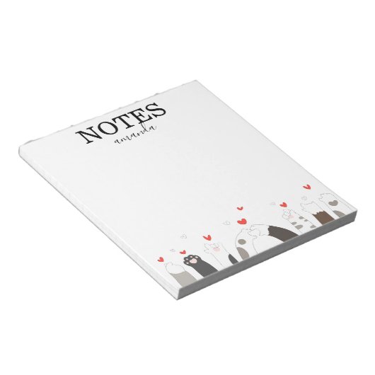 Moderne Cute Cat Kitten Calligraphy Script Notitieblok (Schuin)